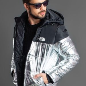 Заказать Куртку больших размеров зимнюю The North Face черный silver для мужчин в интернете