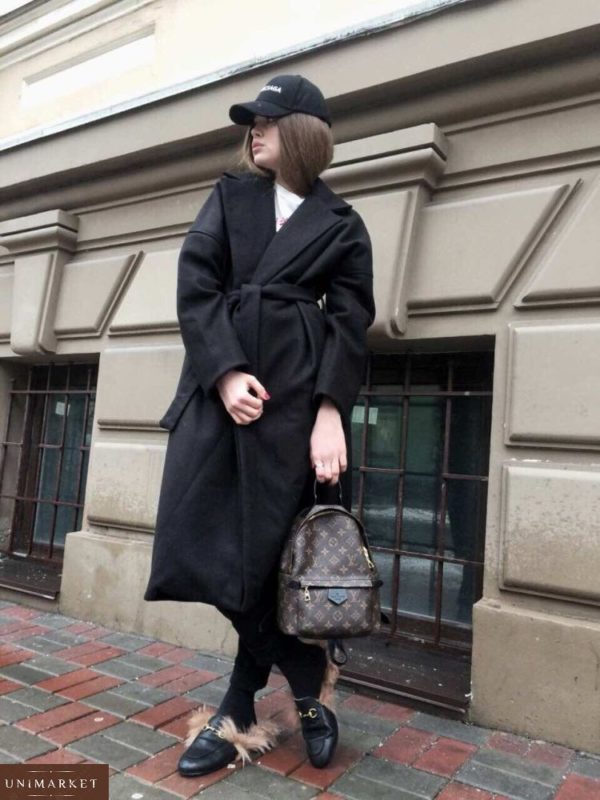 купити чорне кашемірове пальто в інтернет магазині недорого