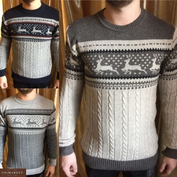 купити чоловічий новорічний светр з оленями Україна
