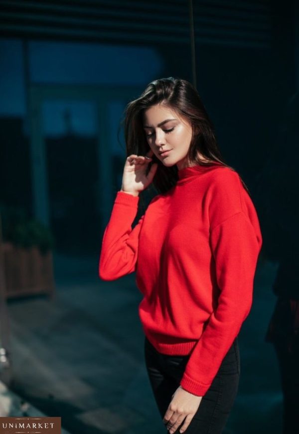 купити жіночий червоний светр з вирізом