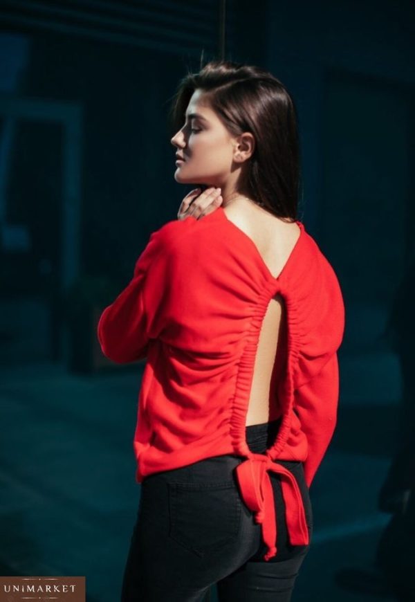 жіночий червоний светр з вирізом ціна