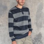 купить мужской котоновый свитер синий с серым в Украине