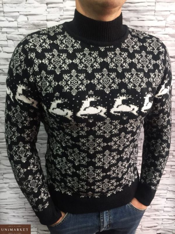 мужской черный свитер с оленями цена в розницу