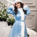 Купить костюм снегурочки женский на новый год голубого цвета дешево в интернете
