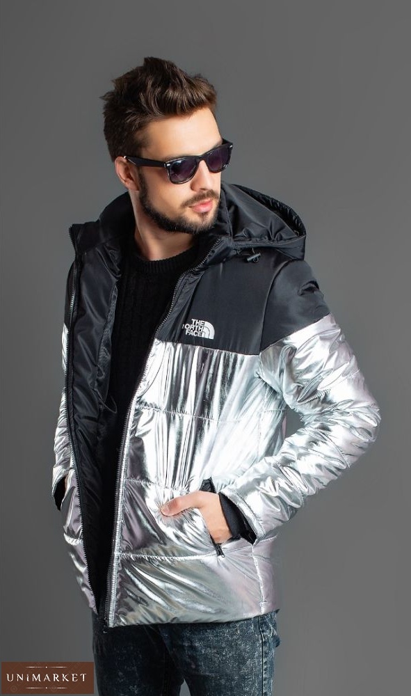 Заказать Куртку больших размеров зимнюю The North Face черный silver для мужчин в интернете