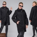 купить женское кашемировое пальто больших размеров черное оптом