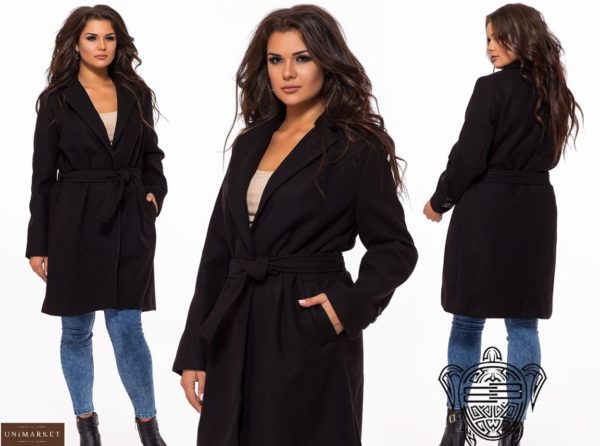 турецкий кашемир черное женское пальто больших размеров