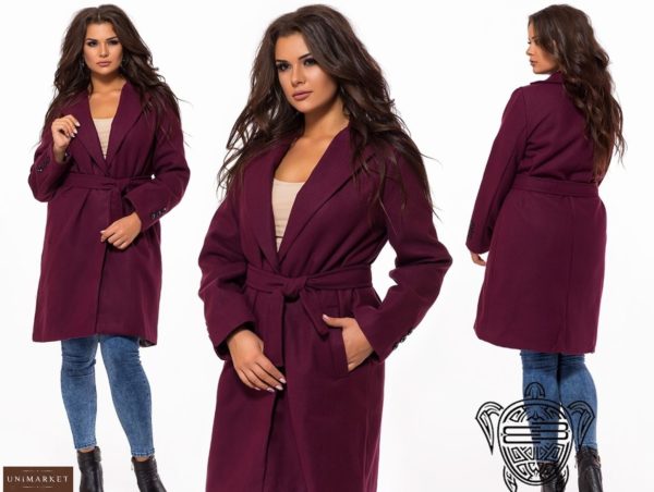 купити марсала Пальто великих розмірів жіноче Турецький кашемір оптом
