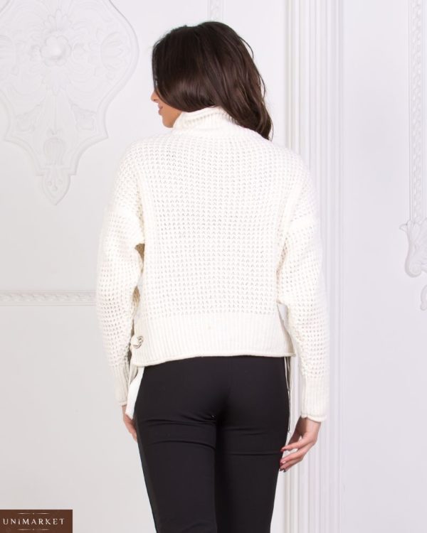 Белый Вязаный свитер из марса турецкий с горлом для женщин цена