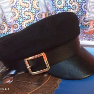 Замовити жіночу кепі з пряжкою чорного кольору недорого Україна