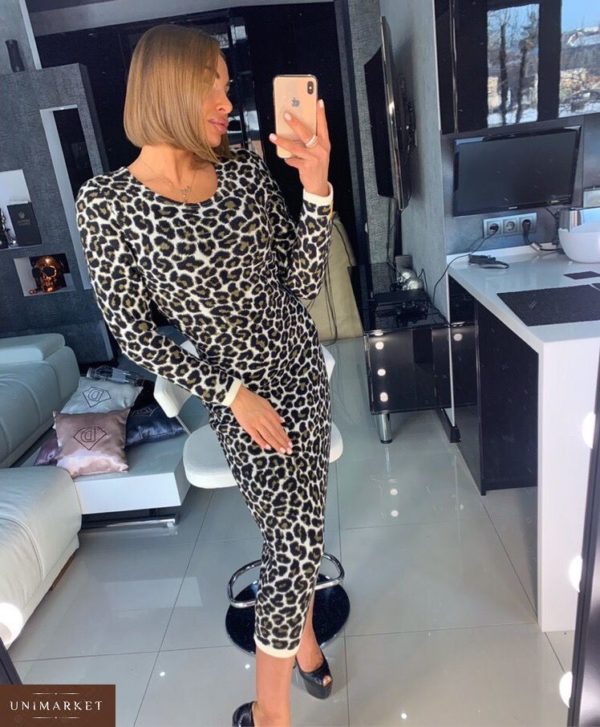 Замовити жіноче зимове леопардове плаття міді