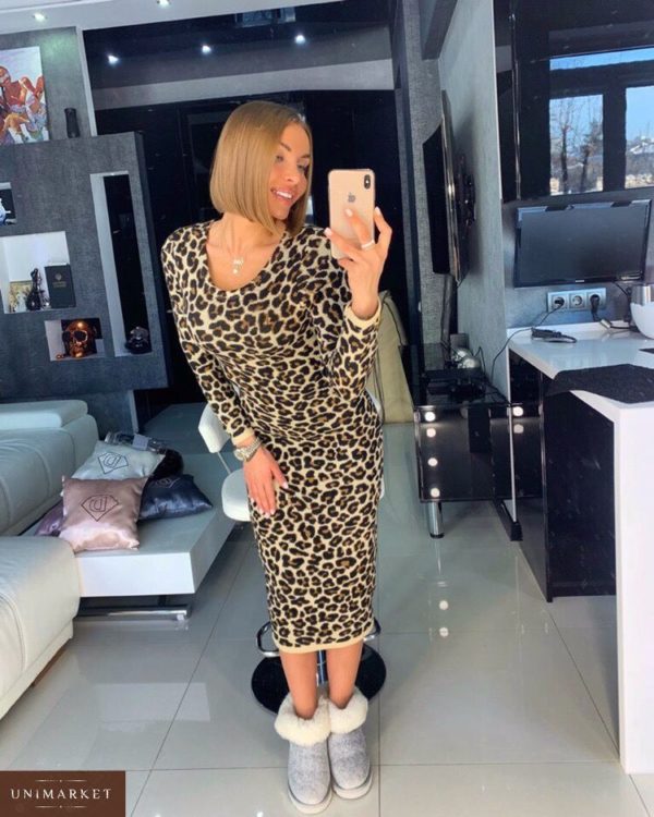 Купить в интернет-магазине женское леопардовое платье миди