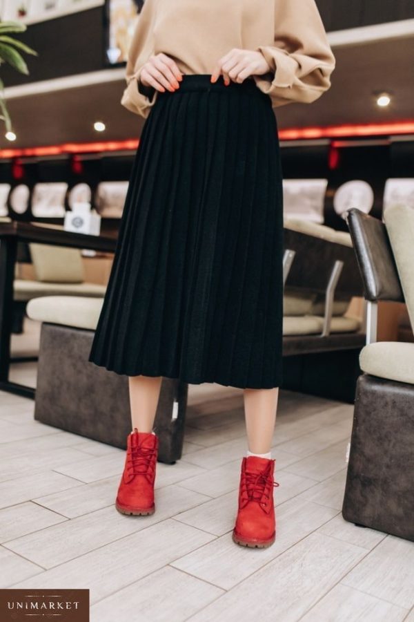 Купить вязаную юбку из шерсти черного цвета оптом Украина