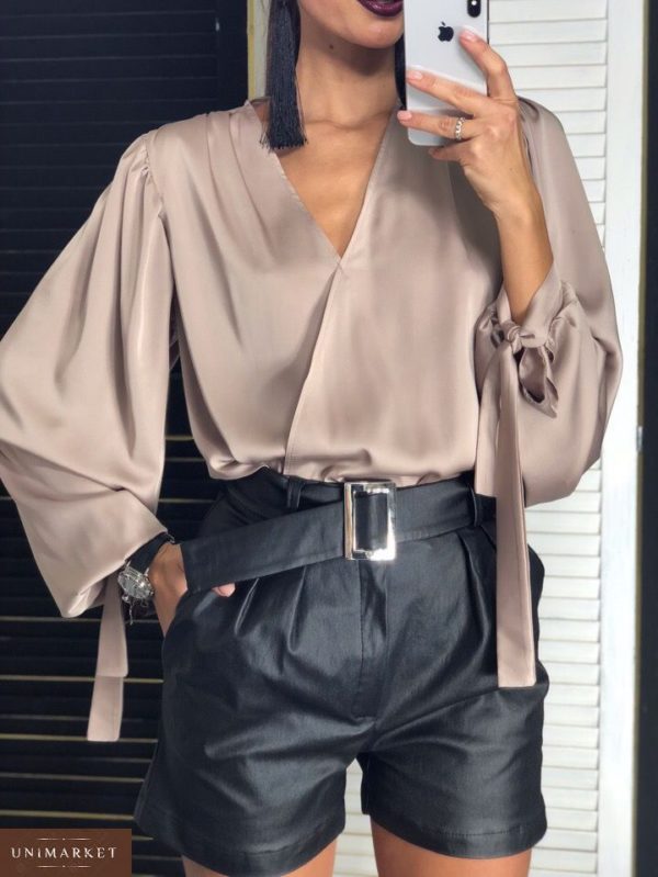 Купить в интернет-магазине женскую блузу из шелка цвета мокко