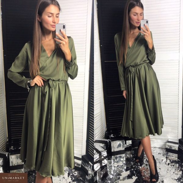 Купити в інтернет-магазині жіночу сукню халат кольору хакі