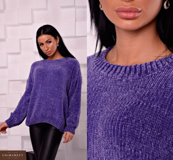 Купити жіночий светр з велюру кольору електрик оптом Україна