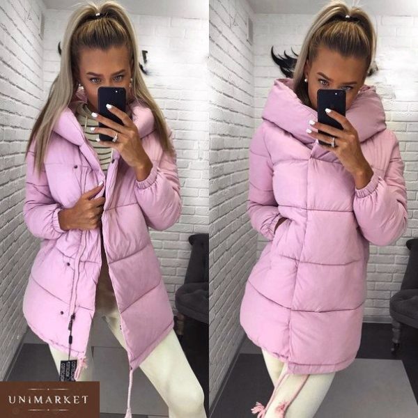 Купить в интернет-магазине женскую куртку матовую на синтепоне розового цвета