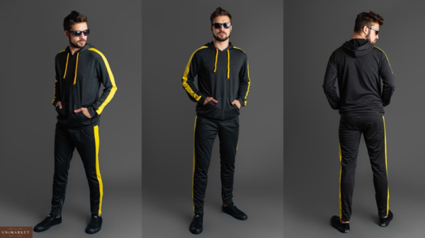 Заказать графитовый костюм мужской спортивный с лампасами в интернете
