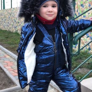Заказать красный зимний костюм-комбинезон синего цвета для ребенка