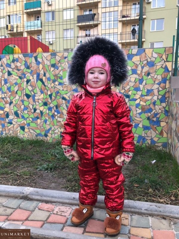 Купить детский зимний костюм-комбинезон красного цвета