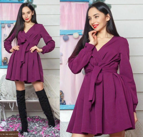Купити фіолетове жіноче плаття з креп костюмка