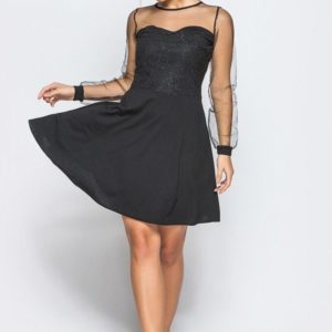 Купити чорне жіноче плаття з креп-дайвінгу