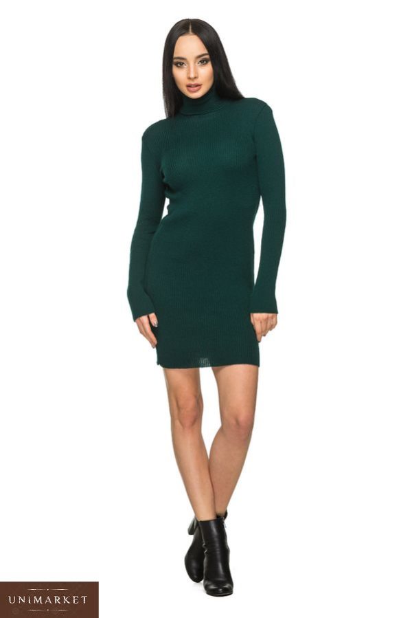 Придбати жіночу сукню - гольф зеленого кольору недорого
