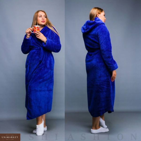 Купити в інтернет-магазині жіночий довгий махровий халат великих розмірів дешево