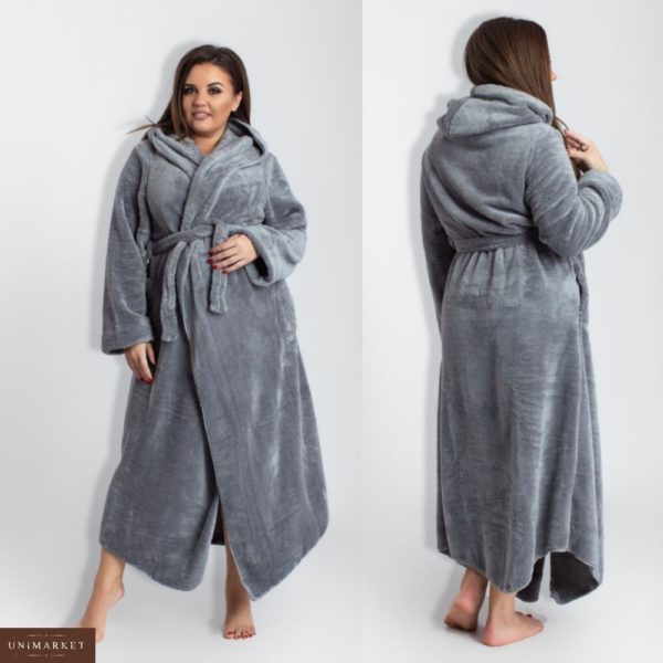Купити жіночий довгий махровий халат великих розмірів дешево