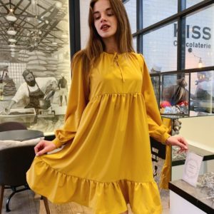 Купити жіночу сукню з супер софта кольору гірчиці оптом Україна