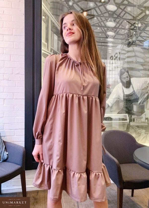 Купити в інтернет-магазині жіночу сукню з супер софта карамельного кольору недорого