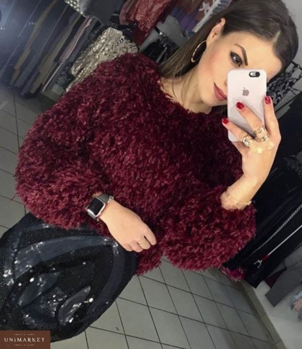 Заказать женский шикарный свитер травку бордового цвета оптом Украина