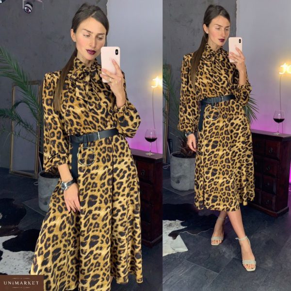 Заказать женское платье миди с леопардовым принтом недорого в подарок