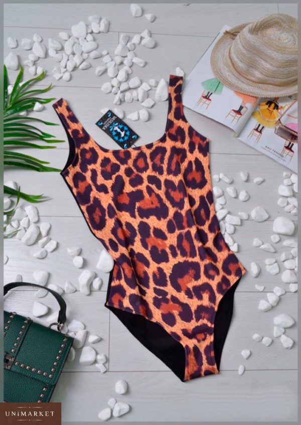 Купити в інтернет-магазині жіночий злитий купальник з леопардовим малюнком недорого