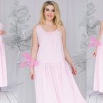 Купити в інтернет-магазині жіноче рожеве плаття великого розміру вільного крою з відкритою спиною з заниженою талією недорого