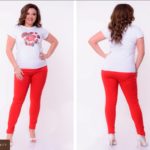 Замовити оптом літні жіночі джинси червоні яскравих забарвлень розмірів великих дешево