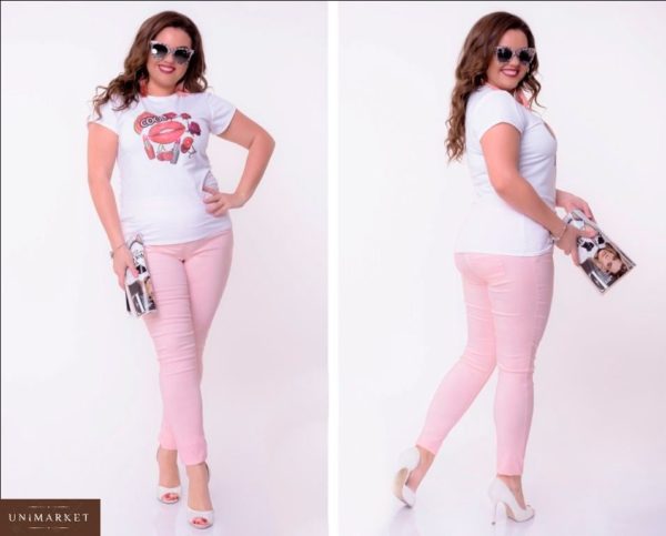 Придбати дешево жіночі джинси літні яскравих забарвлень розмірів великих кольору пудри оптом Україна