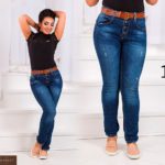 Купить дешево женские джинсы стрейч классические под ремень на бедрах больших размеров недорого