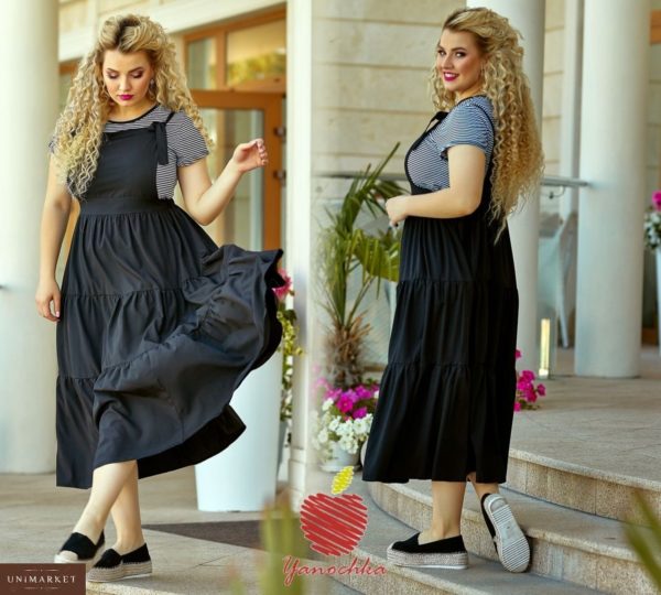 Заказать недорого сарафан женский - юбка широкая, сзади на резинке размер большой черного цвета в подарок