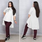 Замовити в подарунок жіночу сорочку вільного крою - туніку з подовженою спинкою колір білий великих розмірів недорого