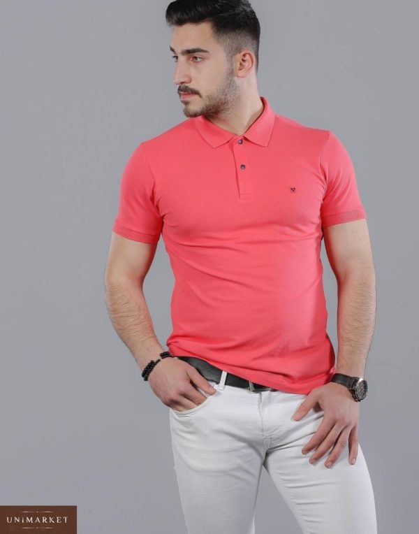 Купить в интернет-магазине мужскую рубашку - футболку стрейч-котон поло малинового цвета размеров больших дешево