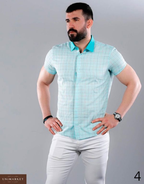 Купить в интернет-магазине кетен-лен мужскую рубашку в клетку дешево