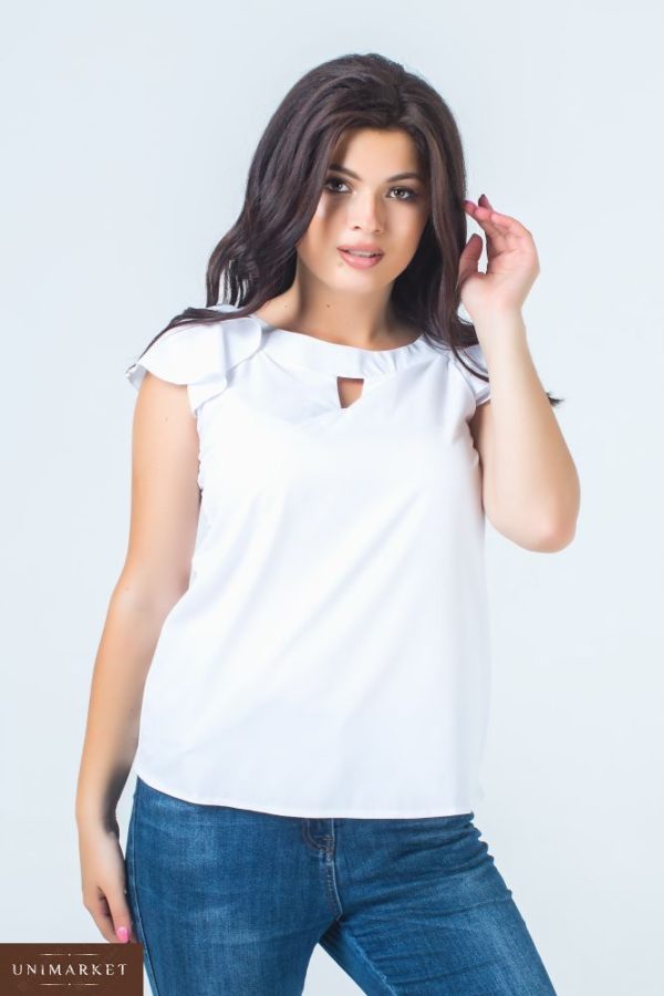 Купить недорого женскую блузу супер ткань софт цвета белого больших размеров в подарок