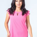 Придбати жіночу блузу тканину софт супер кольору малинового великих розмірів оптом Україна