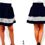 Заказать в подарок детскую школьную юбку отделанную белым турецким кружевом с подкладкой синего цвета дешево