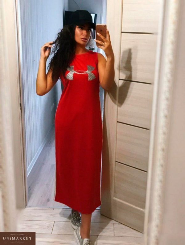 Приобрести в интернет-магазине женское летнее платье отделка тесьма по бокам красного цвета размеров больших дешево