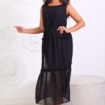 Заказать в подарок женское платье на подкладке чёрное ткань шифон больших размеров оптом Украина