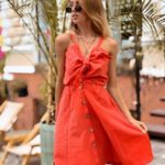 Купити в інтернет-магазині жіноче на ґудзиках бавовняне плаття червоного кольору недорого