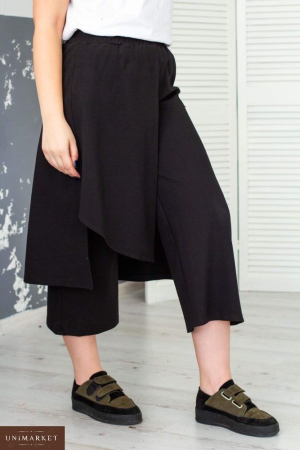 Приобрести в интернет-магазине женские брюки черные - с баской кюлоты дешево