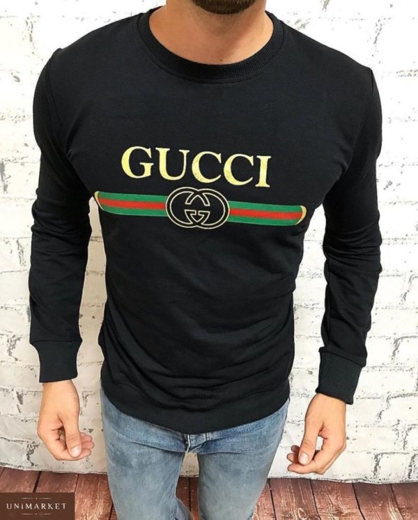 Заказать недорого мужской батник на осень Gucci турция цвета черного в подарок